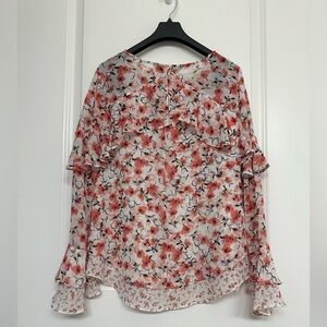 WHBM Floral Ruffle Blouse Size 0